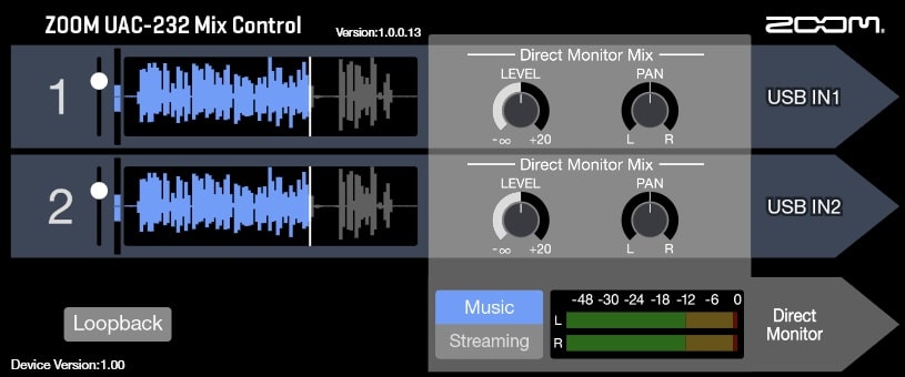 Mix Control Bedienoberfläche