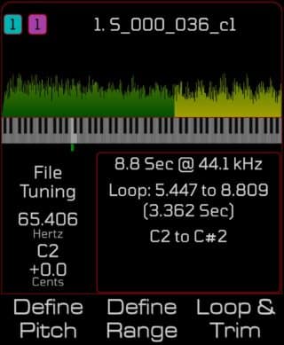 In der Wellenformdarstellung lassen sich Schnitte und ein Loop setzen.