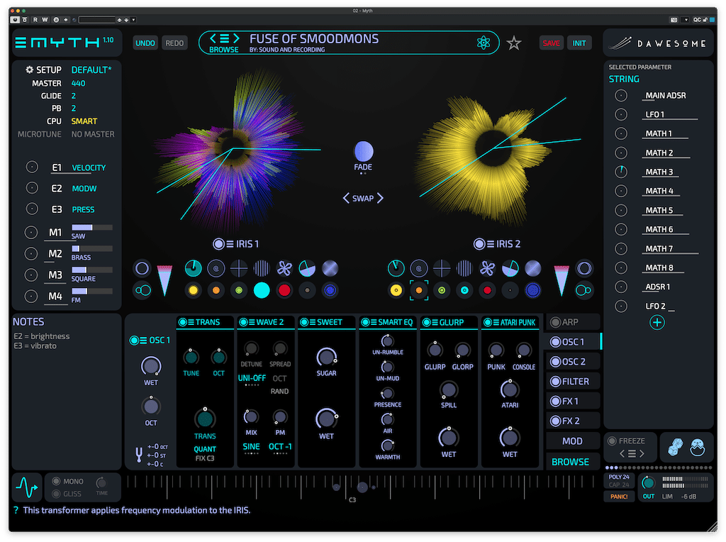 Dawesome Myth Synthesizer Plug-in GUI