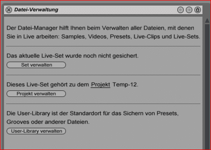 Ableton - Verwaltung