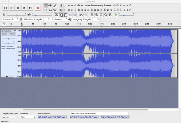 Eine Audiospur in Audacity